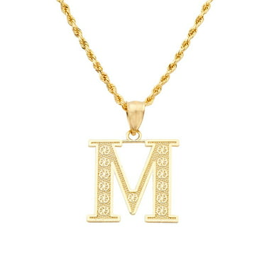 10K Yellow Gold Charm Pendant Themed Initial M 